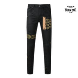 Calça Jeans Ksubi Preta Tachas Douradas
