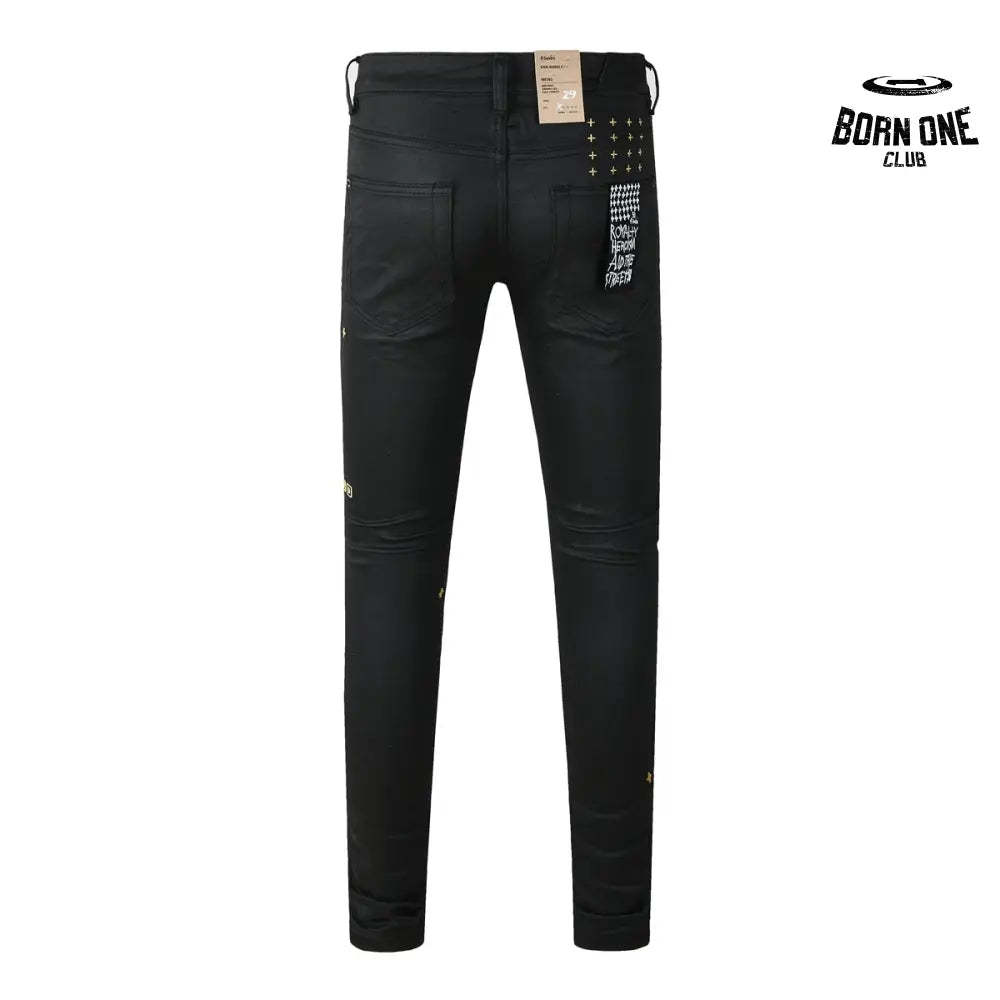 Calça Jeans Ksubi Preta Tachas Douradas