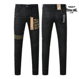 Calça Jeans Ksubi Preta Tachas Douradas