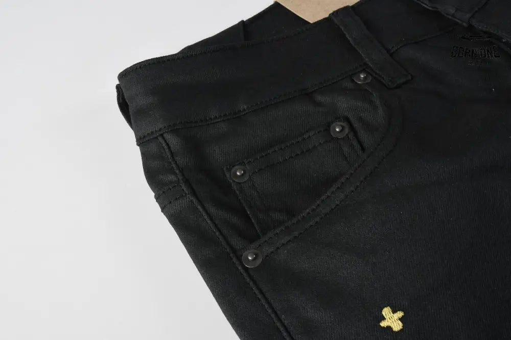 Calça Jeans Ksubi Preta Tachas Douradas