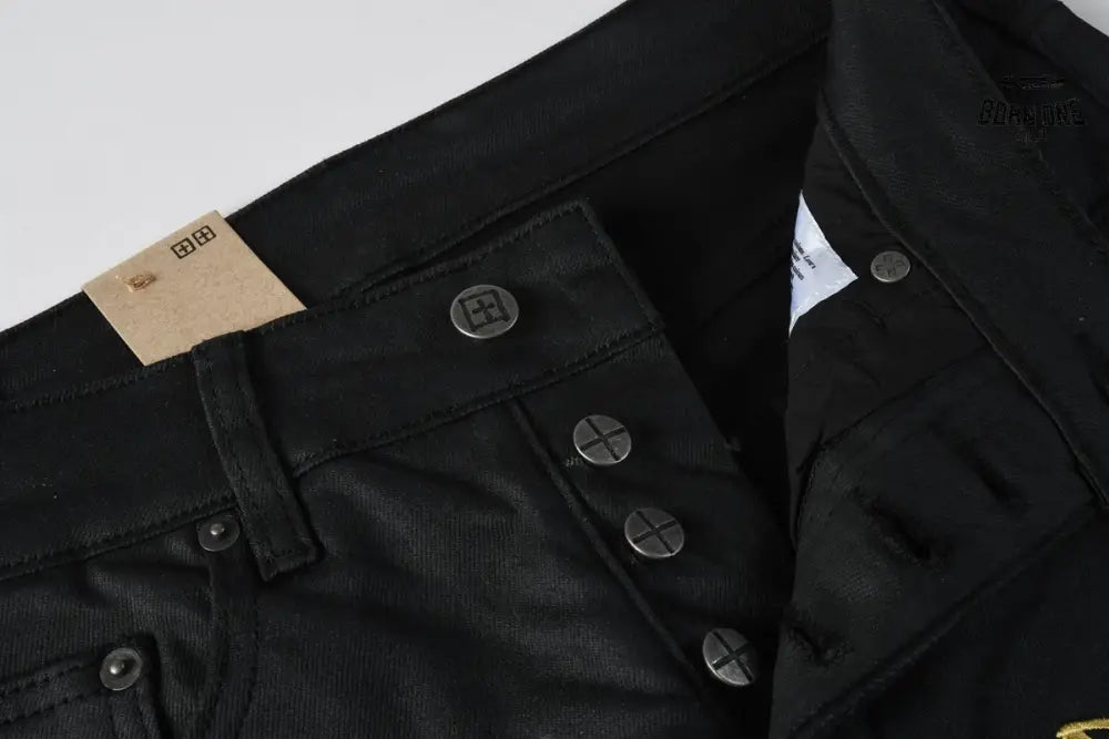 Calça Jeans Ksubi Preta Tachas Douradas