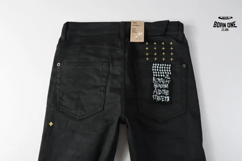 Calça Jeans Ksubi Preta Tachas Douradas