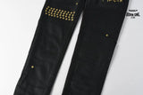 Calça Jeans Ksubi Preta Tachas Douradas