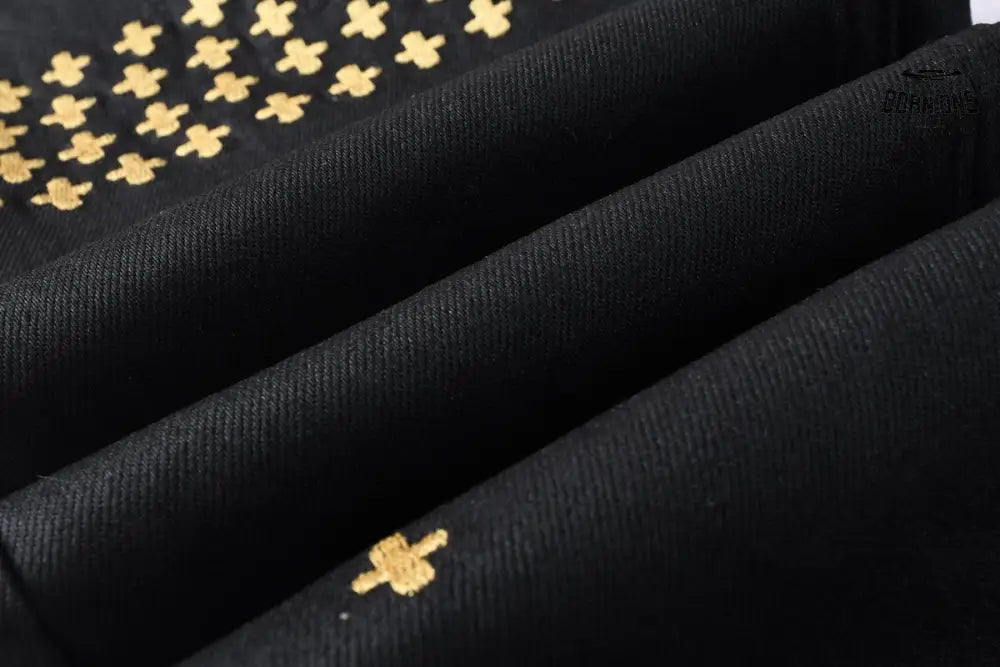 Calça Jeans Ksubi Preta Tachas Douradas