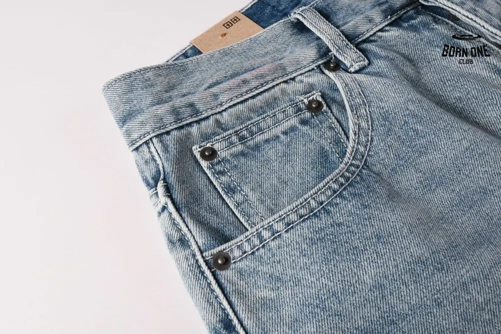 Calça Jeans Ksubi Reta Azul Claro Destroyed