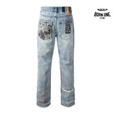 Calça Jeans Ksubi Reta Azul Claro Destroyed