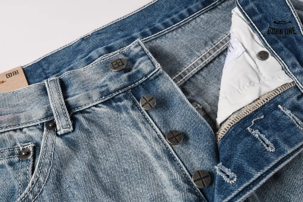 Calça Jeans Ksubi Reta Azul Claro Destroyed