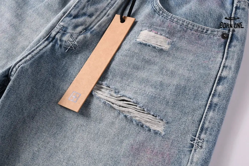 Calça Jeans Ksubi Reta Azul Claro Destroyed