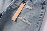 Calça Jeans Ksubi Reta Azul Claro Destroyed
