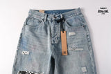 Calça Jeans Ksubi Reta Azul Claro Destroyed