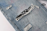 Calça Jeans Ksubi Reta Azul Claro Destroyed