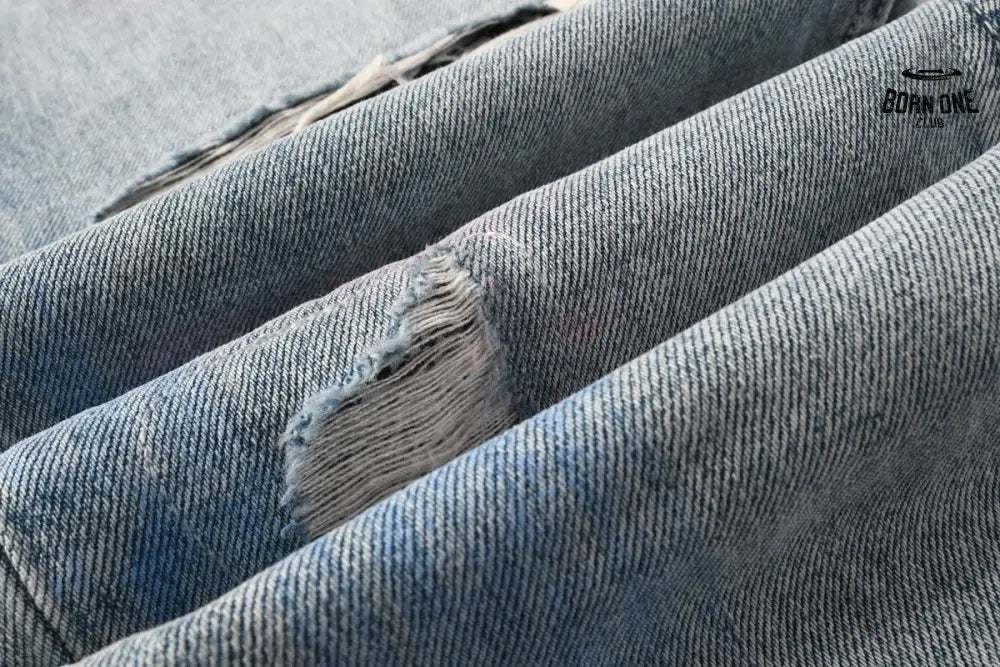 Calça Jeans Ksubi Reta Azul Claro Destroyed