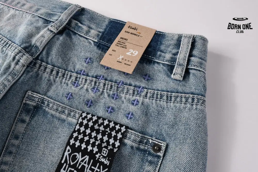Calça Jeans Ksubi Reta Azul Claro Destroyed