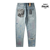 Calça Jeans Ksubi Reta Azul Claro Destroyed