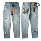 Calça Jeans Ksubi Reta Azul Claro Destroyed
