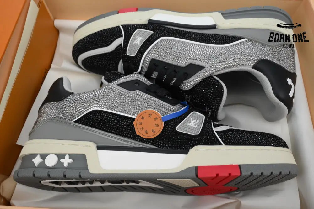 Louis Vuitton Trainer Black Grey Crystal 1ABOE2