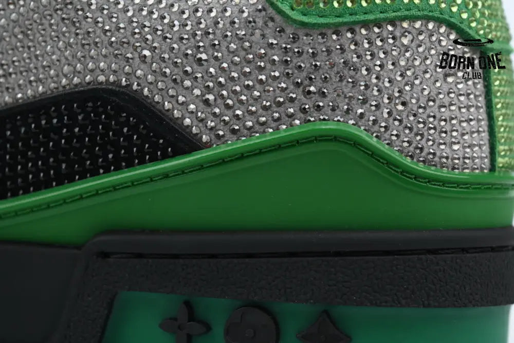 Louis Vuitton Trainer Crystal Black Green Grey Rhinestone