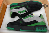 Louis Vuitton Trainer Crystal Black Green Grey Rhinestone