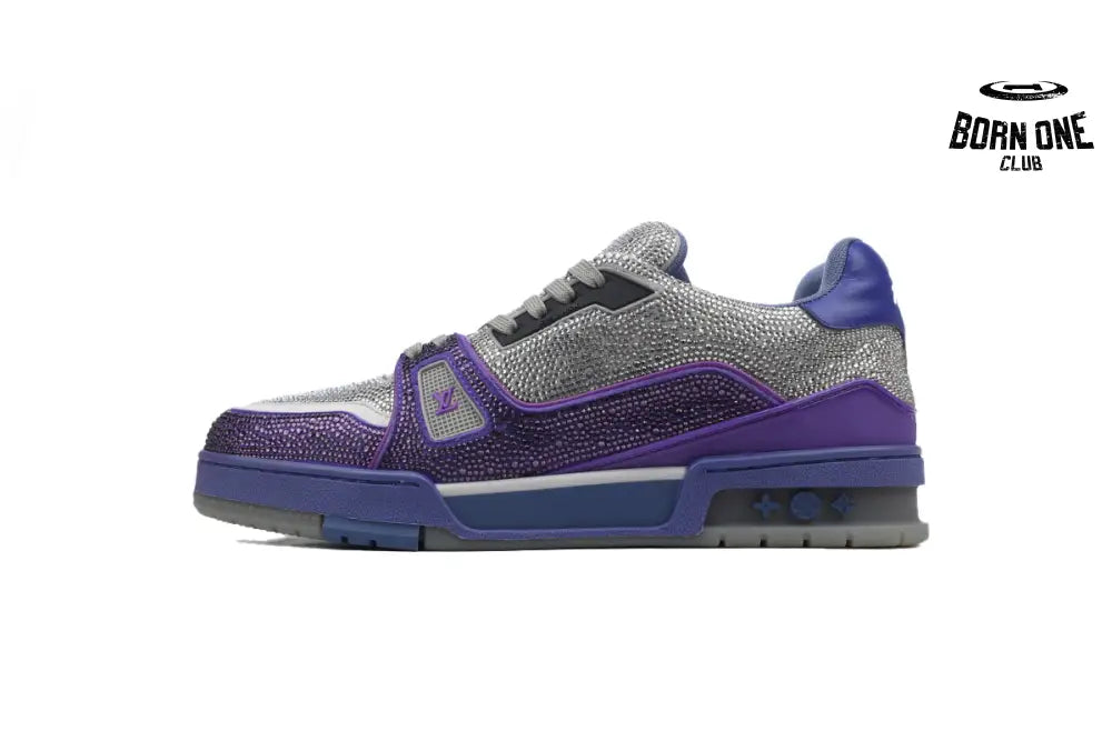 Louis Vuitton Trainer Crystal Grey Purple Rhinestone