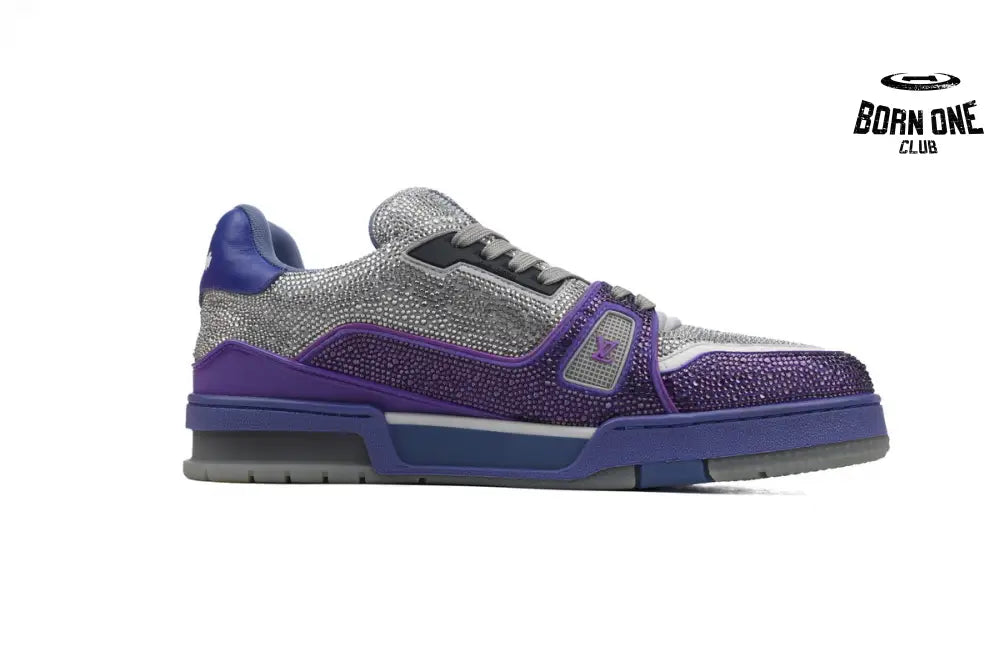 Louis Vuitton Trainer Crystal Grey Purple Rhinestone