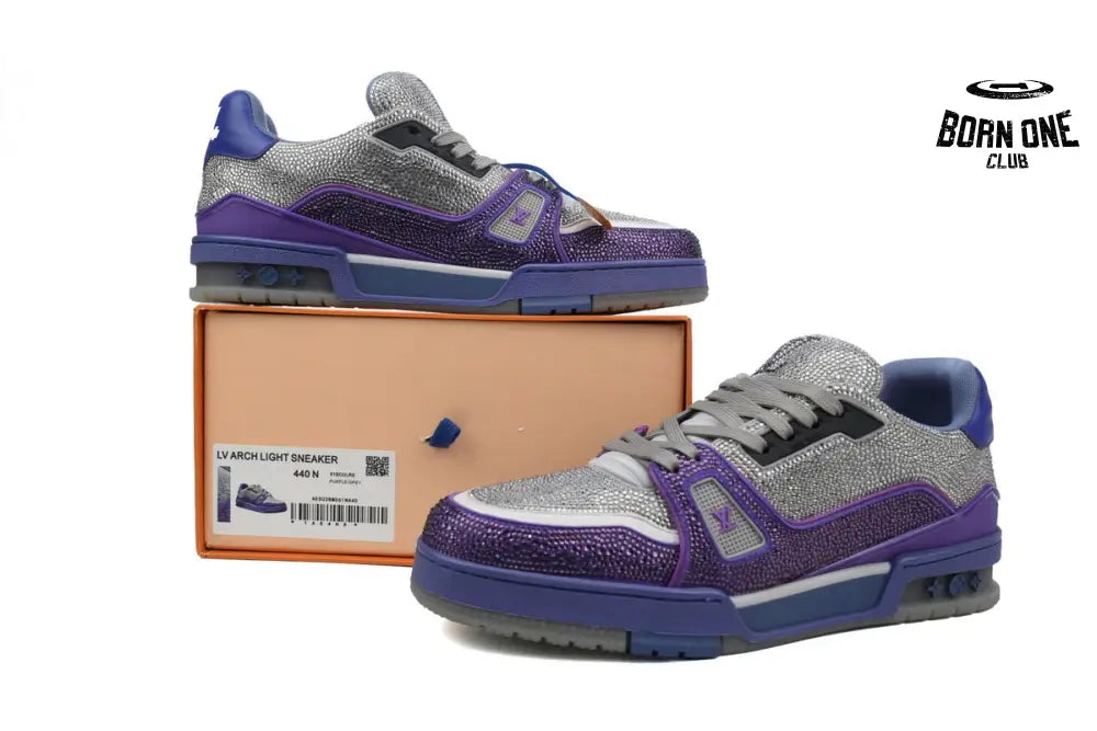 Louis Vuitton Trainer Crystal Grey Purple Rhinestone