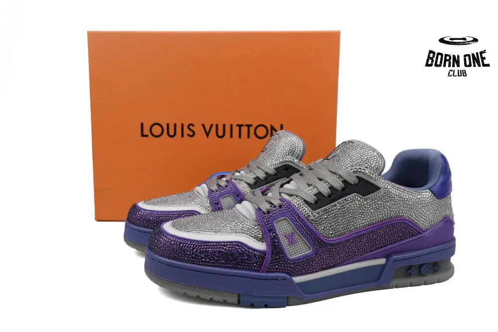 Louis Vuitton Trainer Crystal Grey Purple Rhinestone