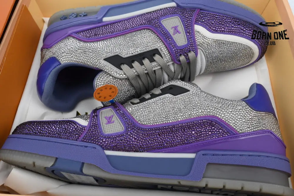 Louis Vuitton Trainer Crystal Grey Purple Rhinestone