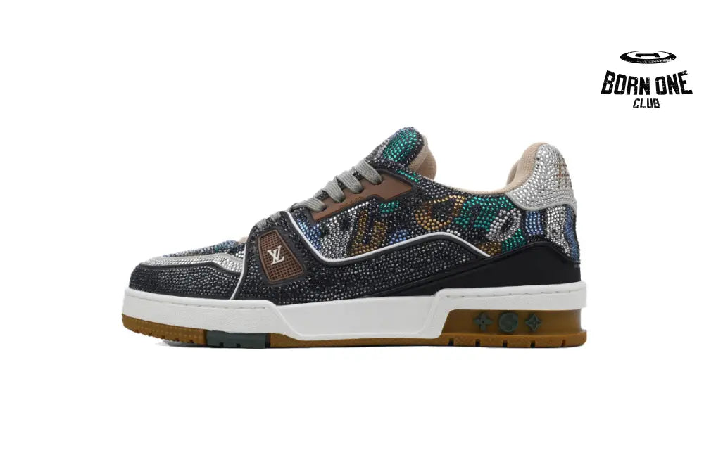 Louis Vuitton Trainer Khaki Camouflage Rhinestone