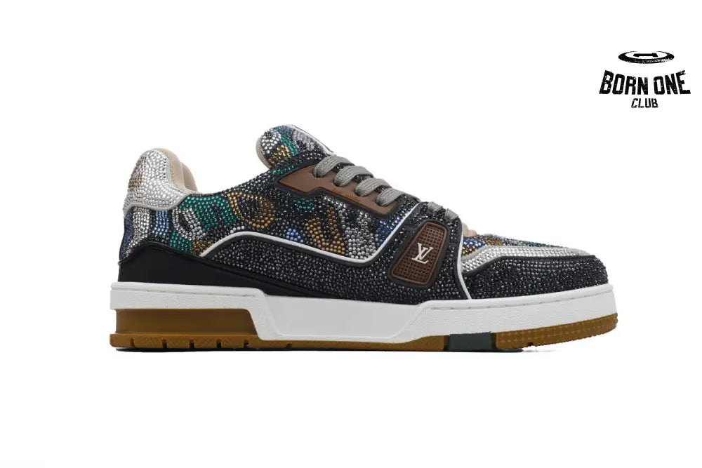Louis Vuitton Trainer Khaki Camouflage Rhinestone