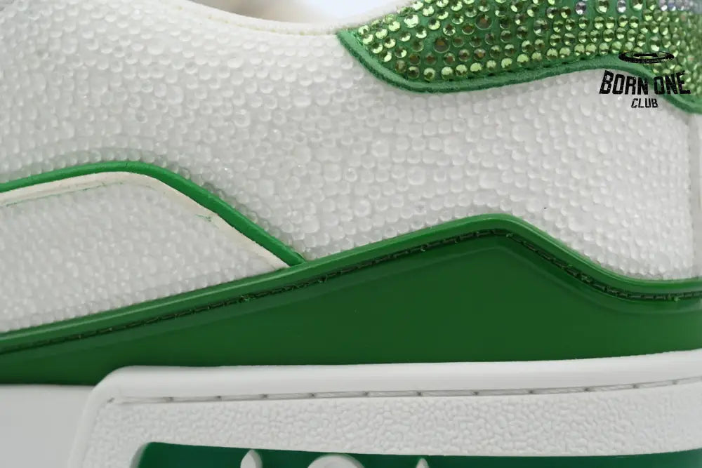 Louis Vuitton Trainer White Rhinestone Green Rhinestone Tail
