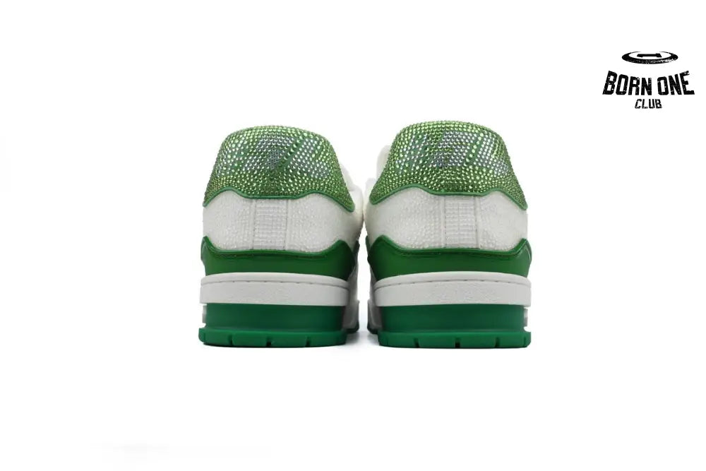 Louis Vuitton Trainer White Rhinestone Green Rhinestone Tail