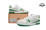 Louis Vuitton Trainer White Rhinestone Green Rhinestone Tail