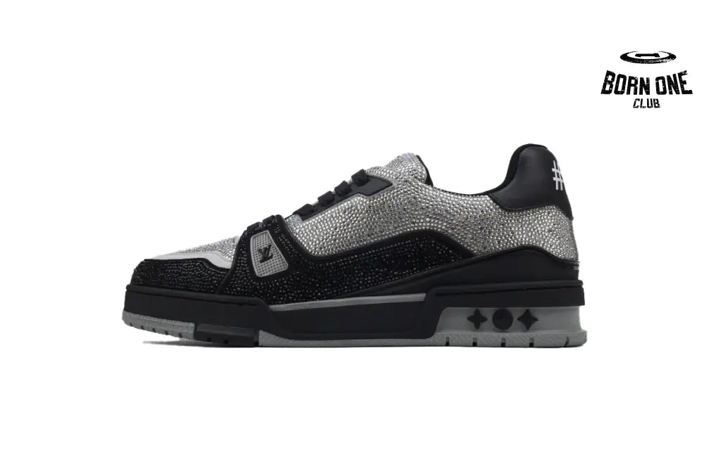 Louis Vuitton Trainer Black Silver Rhinestone