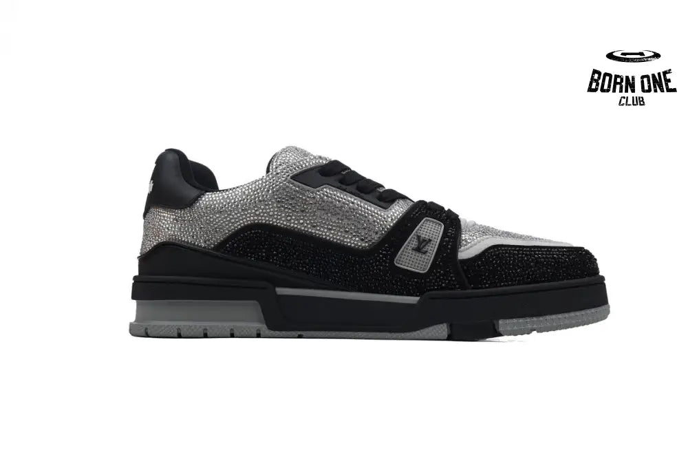 Louis Vuitton Trainer Black Silver Rhinestone