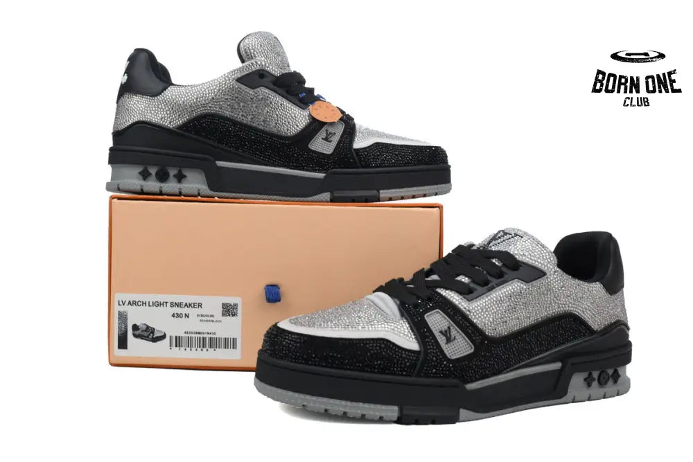 Louis Vuitton Trainer Black Silver Rhinestone