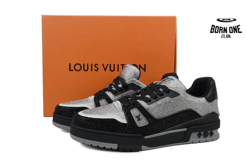 Louis Vuitton Trainer Black Silver Rhinestone