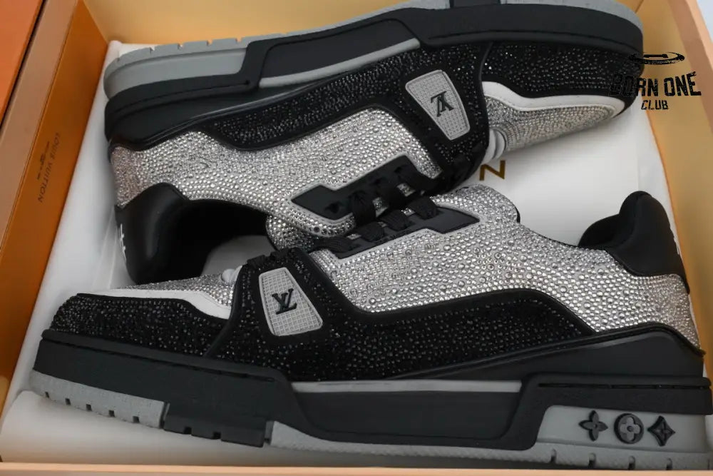 Louis Vuitton Trainer Black Silver Rhinestone