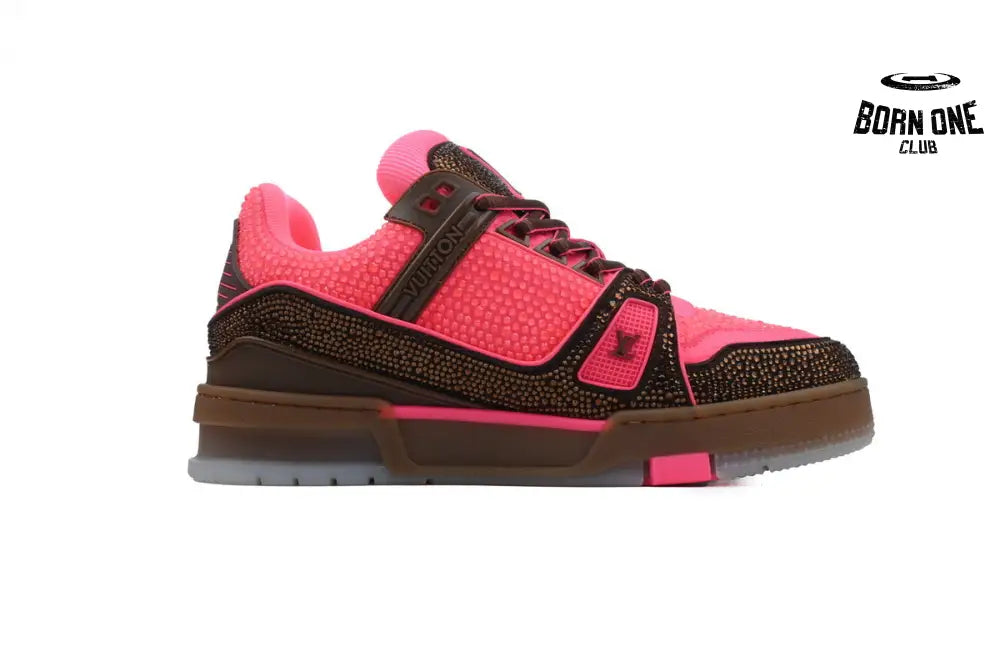 Louis Vuitton Trainer Pink Brown Rhinestone