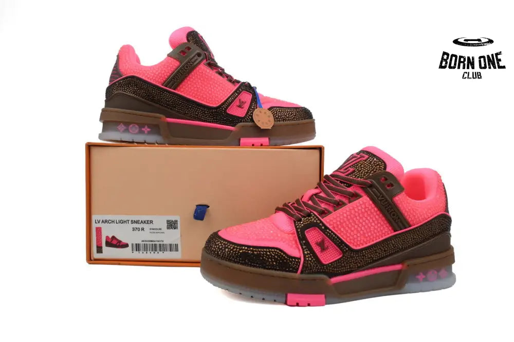 Louis Vuitton Trainer Pink Brown Rhinestone