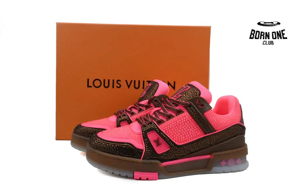 Louis Vuitton Trainer Pink Brown Rhinestone