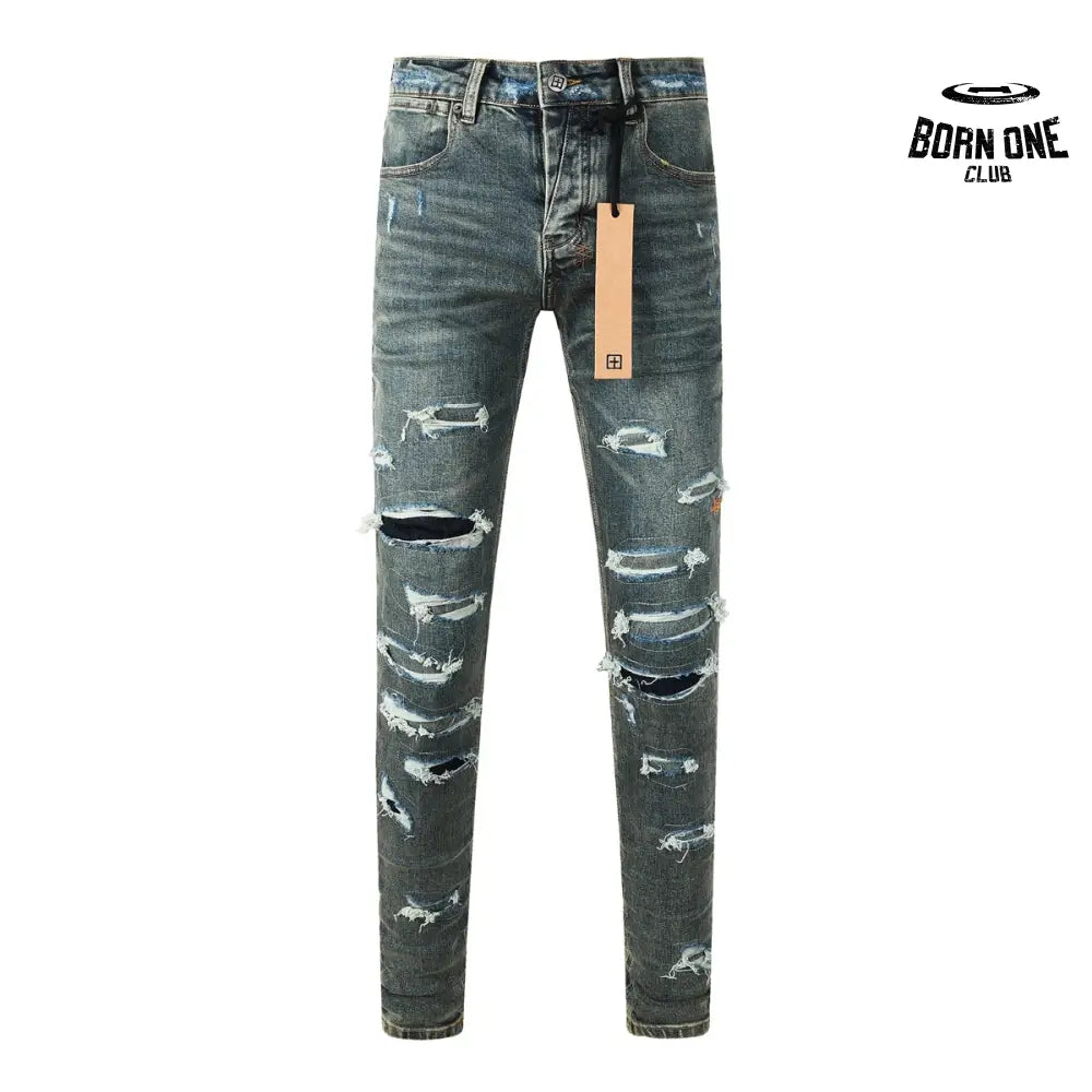 Calça Jeans Ksubi Azul Esverdeada Destroyed