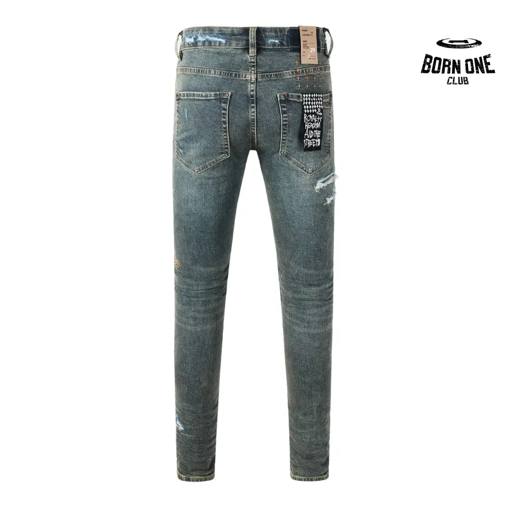 Calça Jeans Ksubi Azul Esverdeada Destroyed