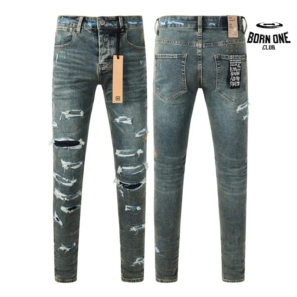 Calça Jeans Ksubi Azul Esverdeada Destroyed