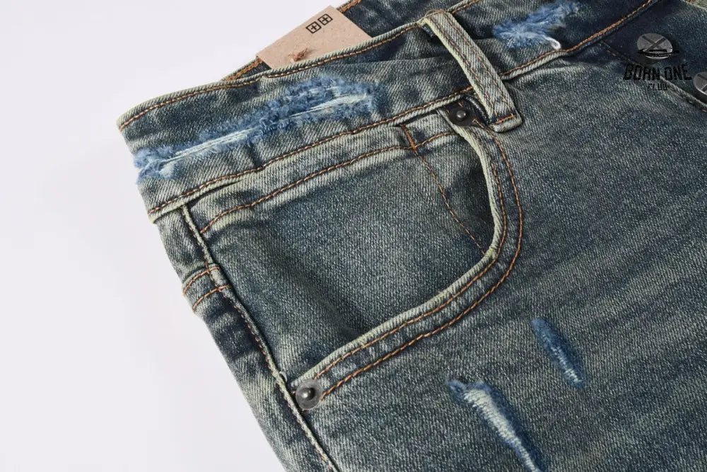 Calça Jeans Ksubi Azul Esverdeada Destroyed