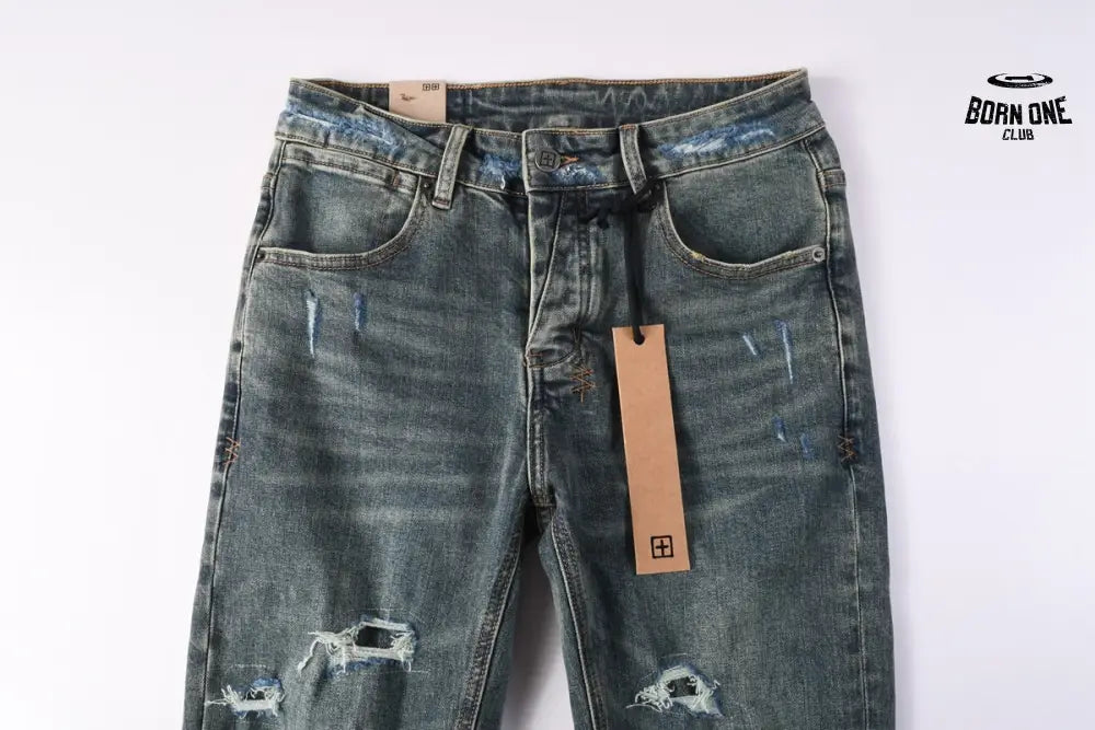 Calça Jeans Ksubi Azul Esverdeada Destroyed