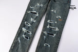 Calça Jeans Ksubi Azul Esverdeada Destroyed