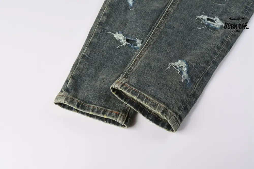 Calça Jeans Ksubi Azul Esverdeada Destroyed