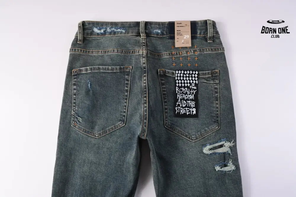 Calça Jeans Ksubi Azul Esverdeada Destroyed