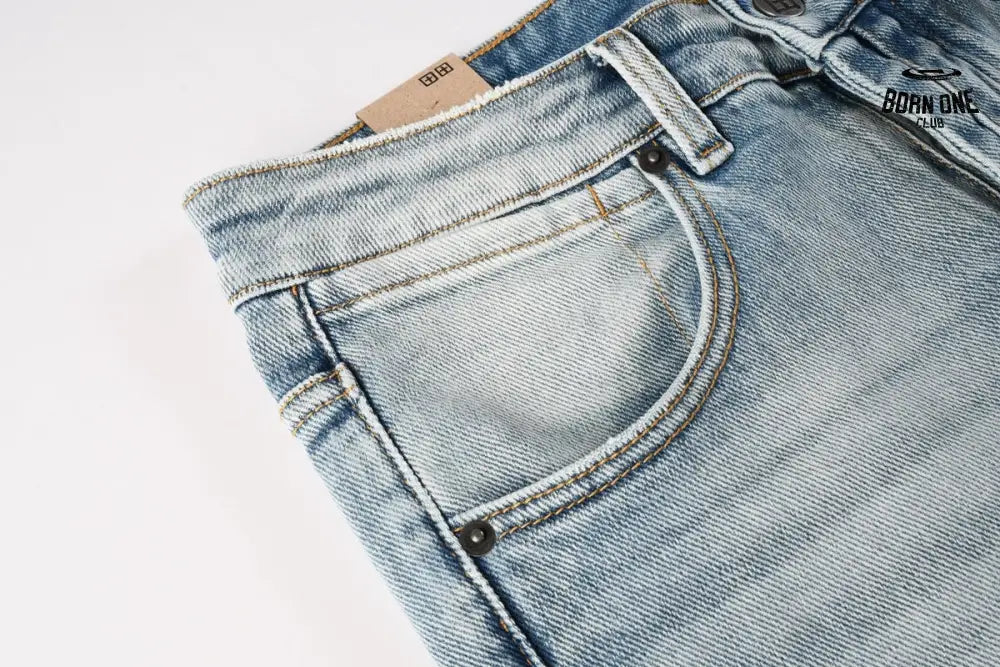 Calça Jeans Ksubi Azul Claro Patches Retangulares