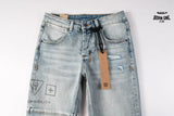 Calça Jeans Ksubi Azul Claro Patches Retangulares